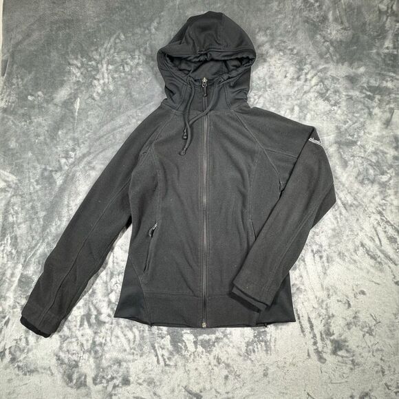 Columbia Jackets & Blazers - Columbia Fleece Jacket Hooded Full Zip Womens S Black‎ Hooded Thumb Holster